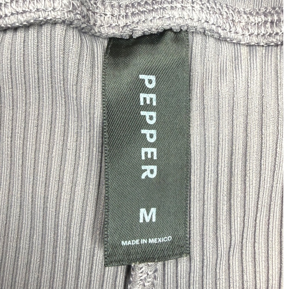 Pepper Ribbed High Waist Leggings Medium Cool Pale Purple Gray‎ Stretch Lounge - Picture 5 of 5